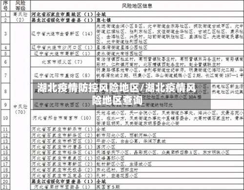 湖北疫情防控风险地区/湖北疫情风险地区查询