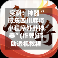 实测！神器“微乐四川麻将小程序外卦神器”(作弊)辅助透视教程