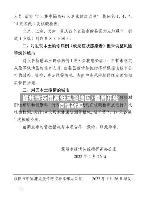 儋州市疫情高低风险地区/儋州开始疫情封控