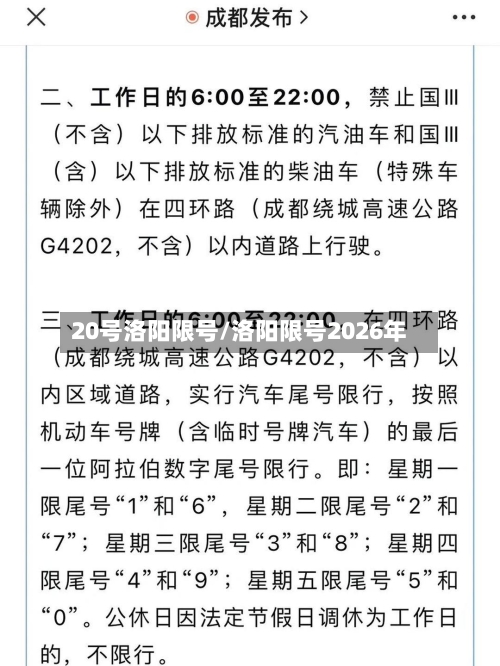 20号洛阳限号/洛阳限号2026年
