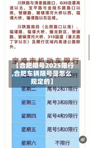 【合肥限号2025限行,合肥车辆限号是怎么规定的】