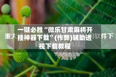 一键必胜“微乐甘肃麻将开挂神器下载”(作弊)辅助透视下载教程